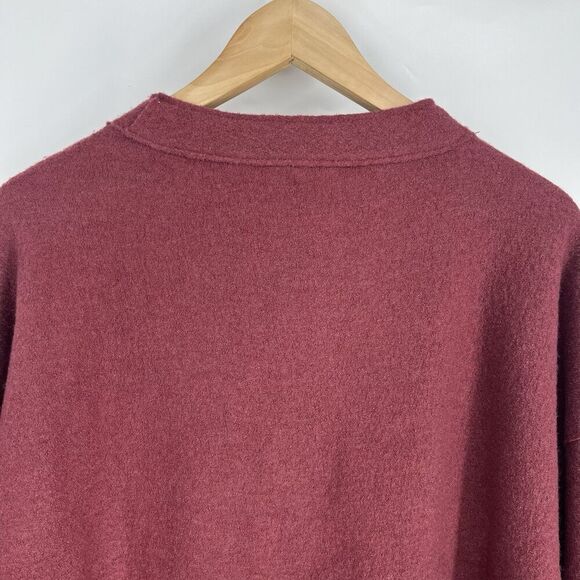 Eileen Fisher Sweater Size XL Womens Maroon Boiled Wool Mock Neck Tunic Top - Picture 10 of 12